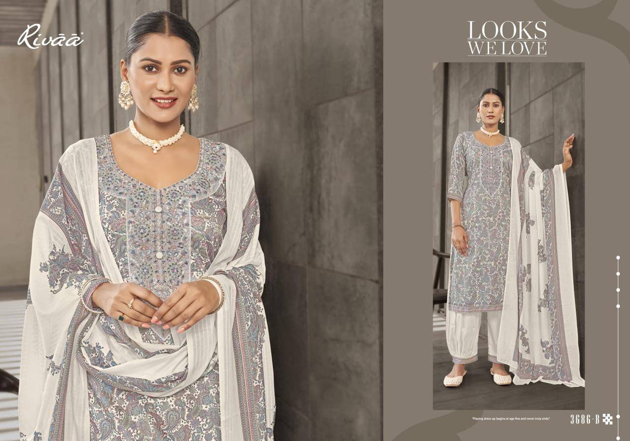 SUPRITA By RIVAA 3685 A TO 3688 B Beautiful Festive Suits Stylish Colorful Fancy Casual Wear & Ethnic Wear Jaam Satin Dresses At Wholesale Price
